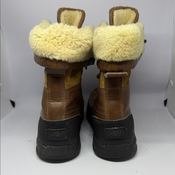 UGG Womens Brown Leather Snow Boots - Picture 2 of 5